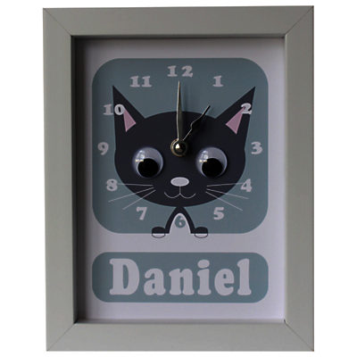 Stripey Cats Personalised Kirsty Kitten Framed Clock, 23 x 18cm Blue Stripey Cats Personalised Kirsty Kitten Framed Clock, 23 x 18cm Blue